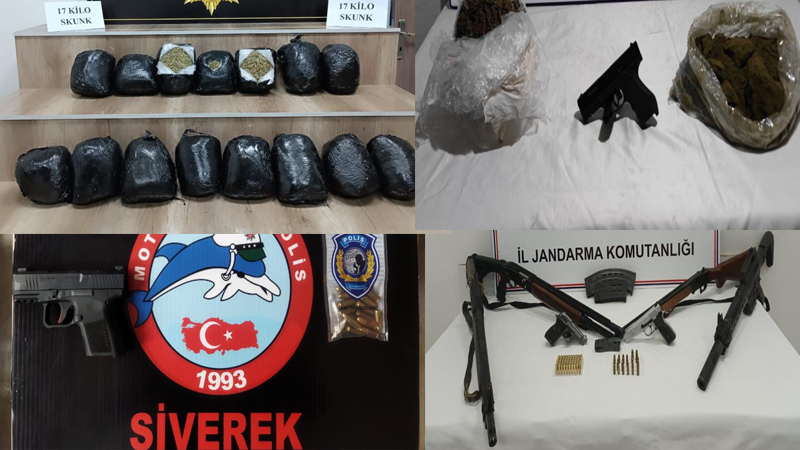 Siverek’te 21 kilo uyuşturucu ve 17 silah ele geçirildi